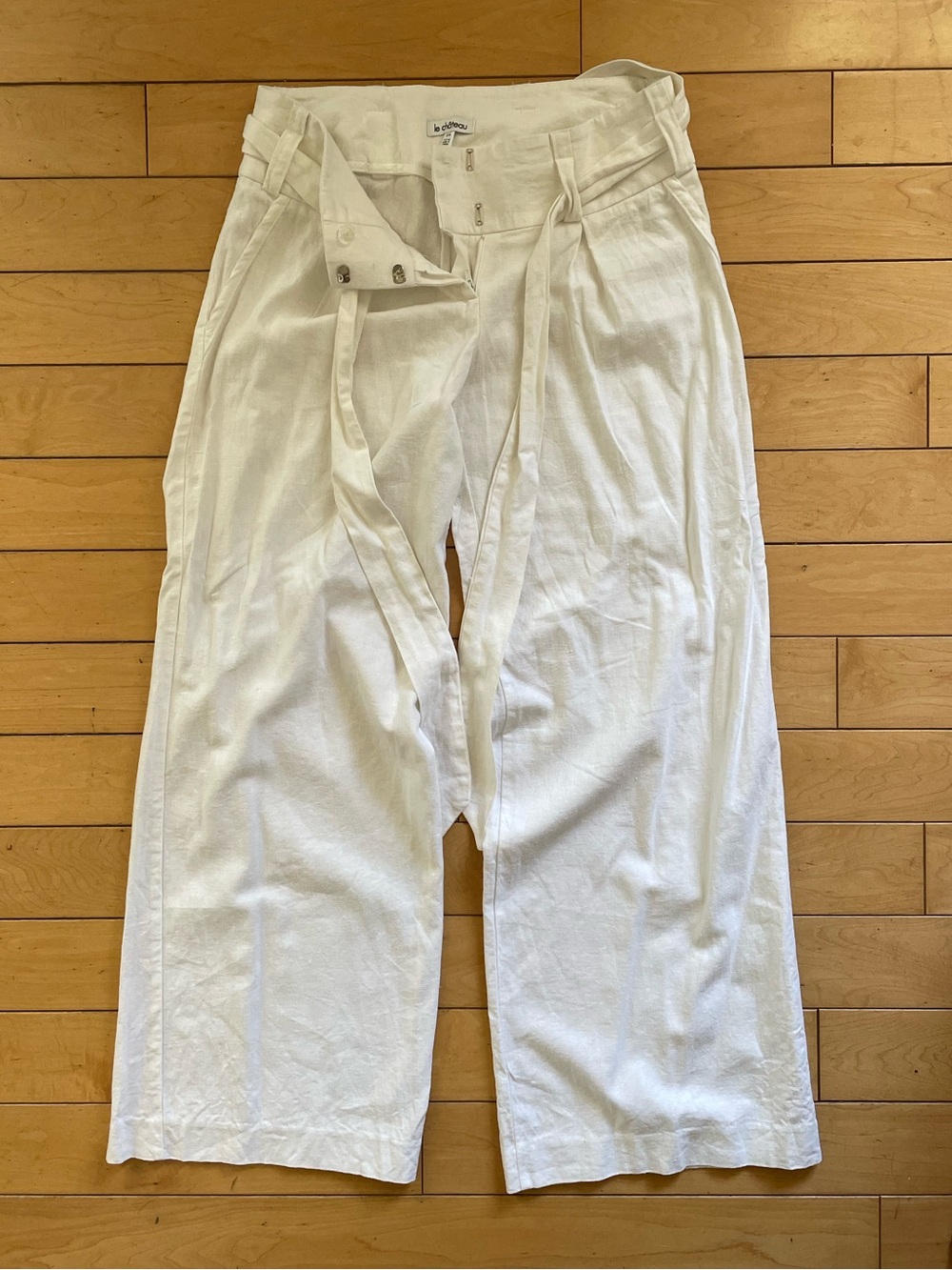 Women’s White Linen Wide-Leg Pants